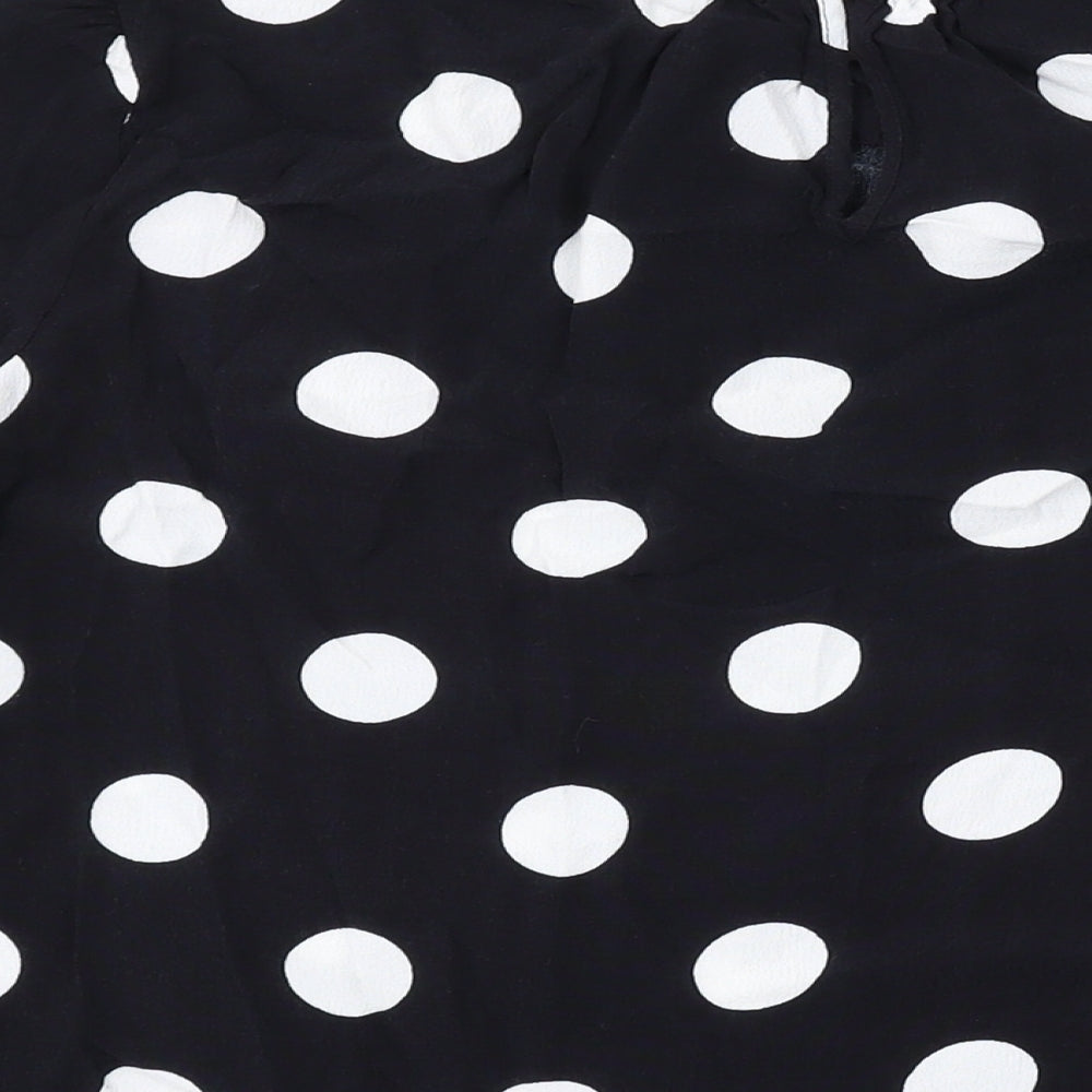 Marks and Spencer Womens Black Polka Dot Viscose Basic Blouse Size 16 Round Neck