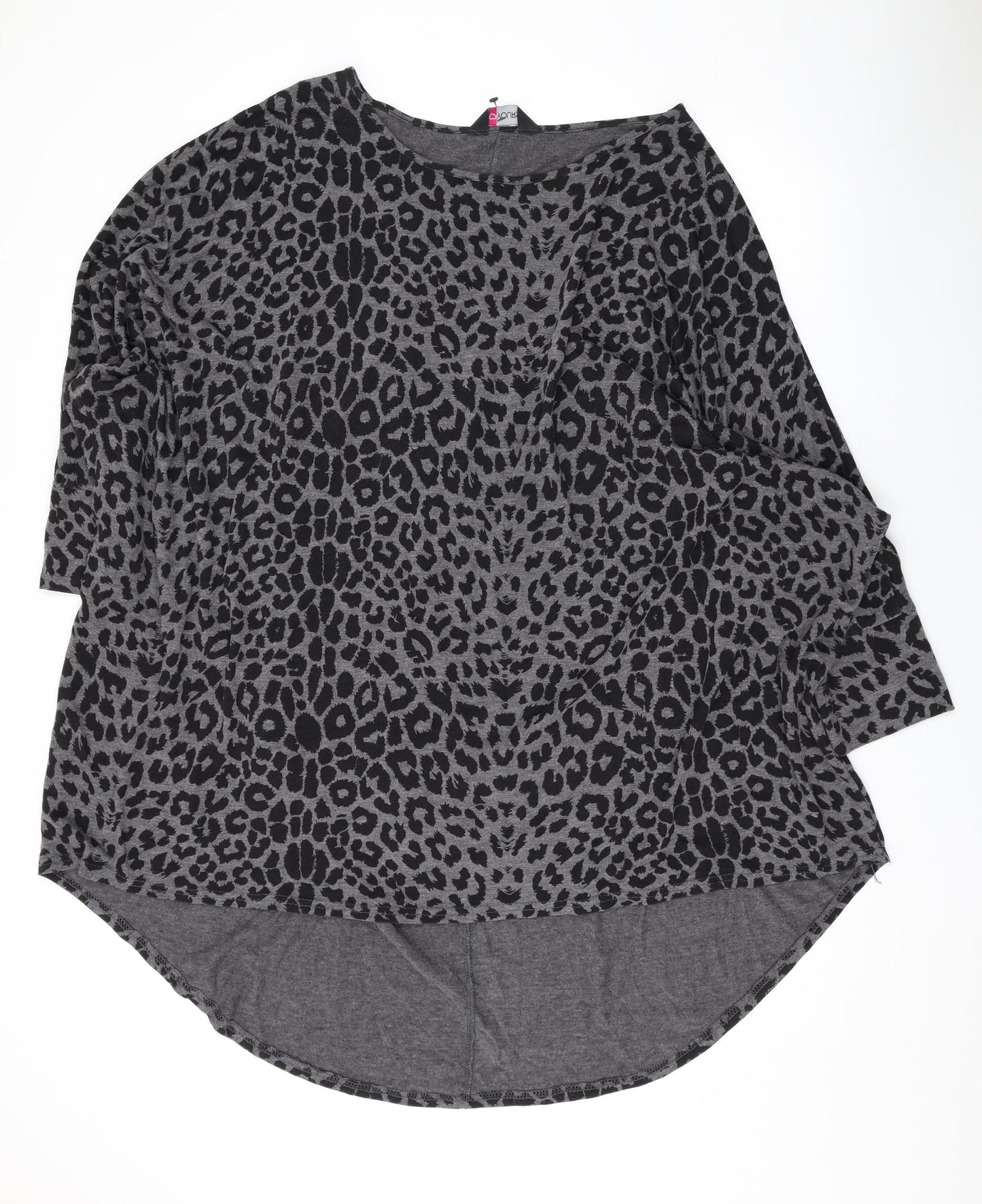 Yours Womens Grey Animal Print Viscose Basic Blouse Size 26 Round Neck