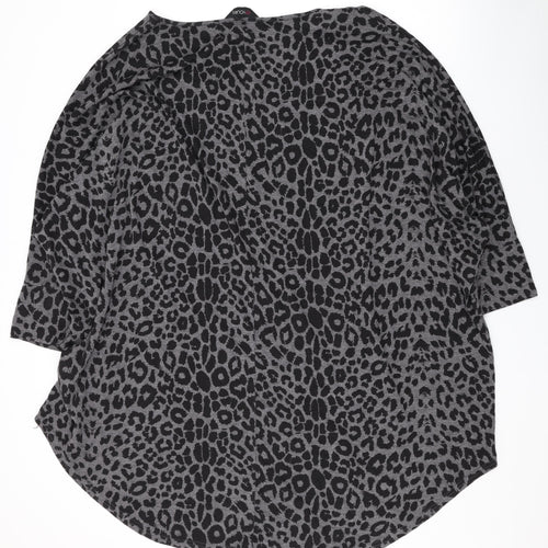 Yours Womens Grey Animal Print Viscose Basic Blouse Size 26 Round Neck