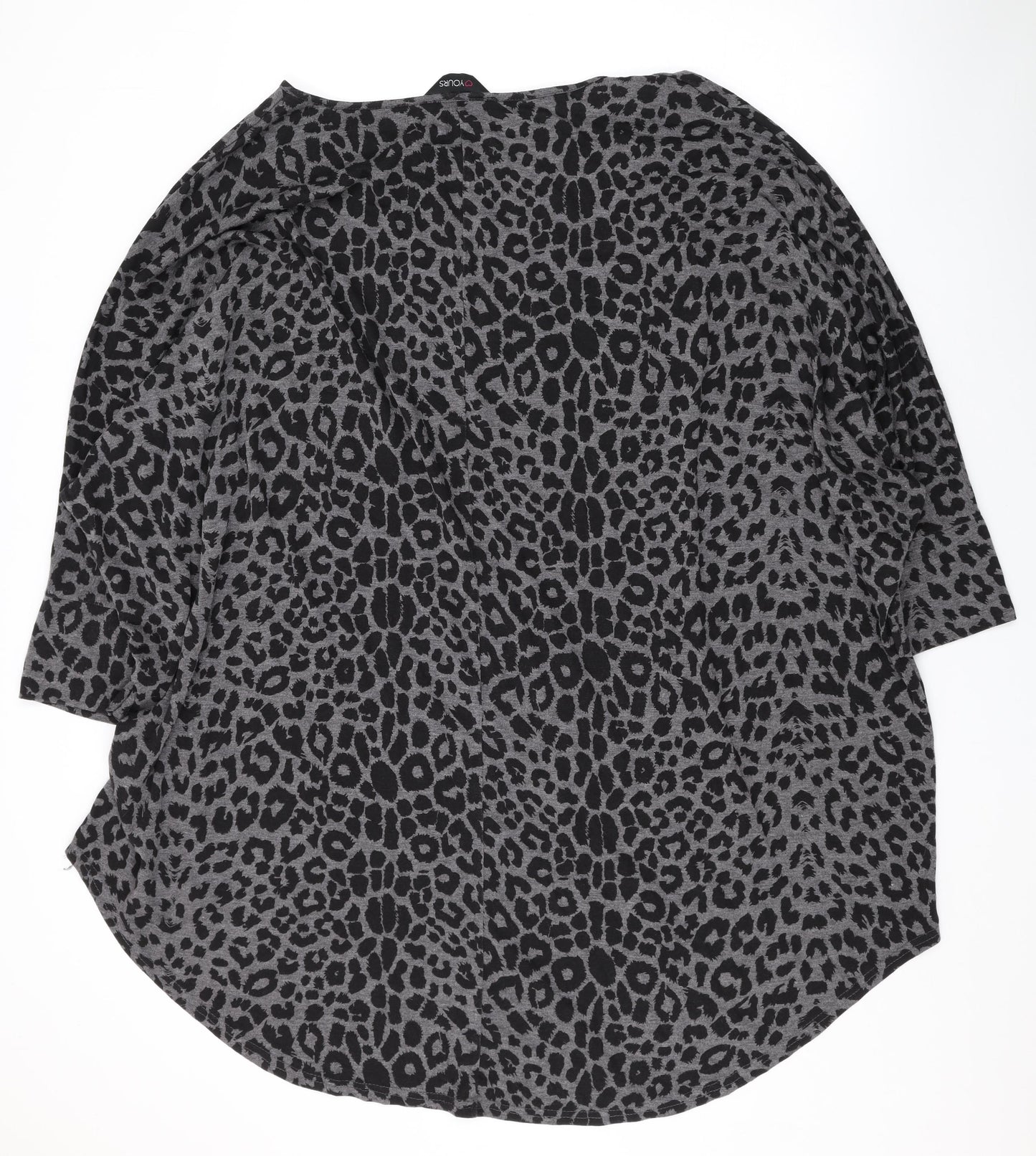 Yours Womens Grey Animal Print Viscose Basic Blouse Size 26 Round Neck