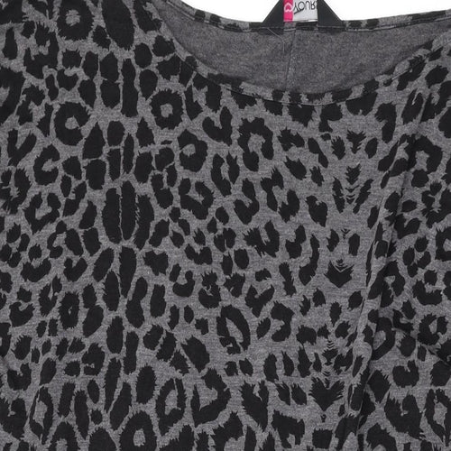 Yours Womens Grey Animal Print Viscose Basic Blouse Size 26 Round Neck