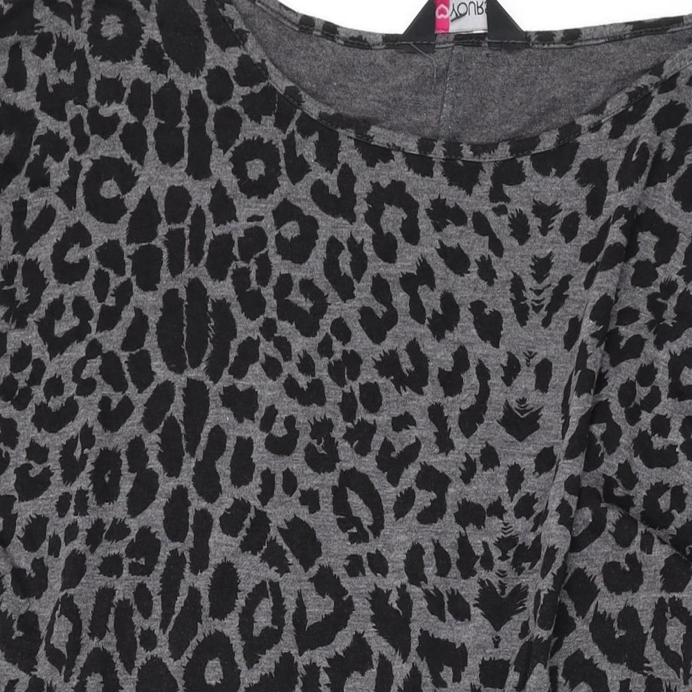Yours Womens Grey Animal Print Viscose Basic Blouse Size 26 Round Neck