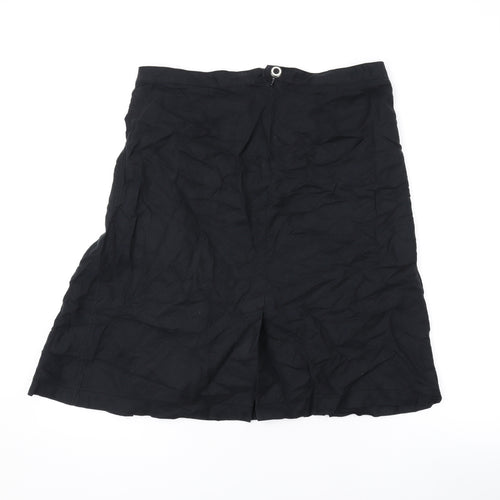 Red Herring Womens Black Linen Swing Skirt Size 12 Zip
