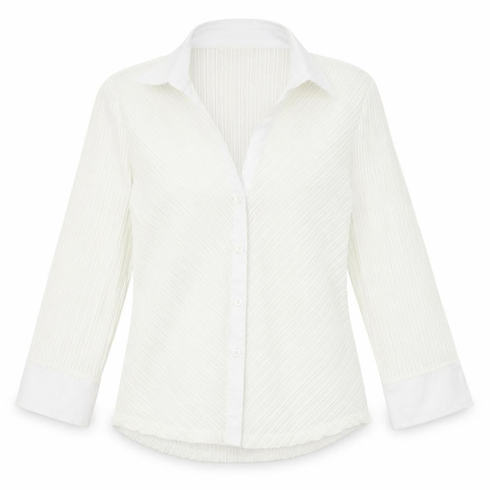 Marks & Spencer Womens Ivory Polyamide Basic Button-Up Size 10 Collared
