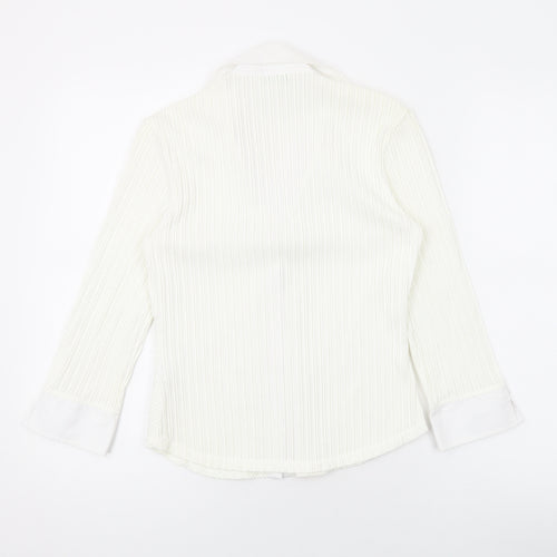 Marks and Spencer Womens Ivory Polyamide Basic Button-Up Size 10 Collared