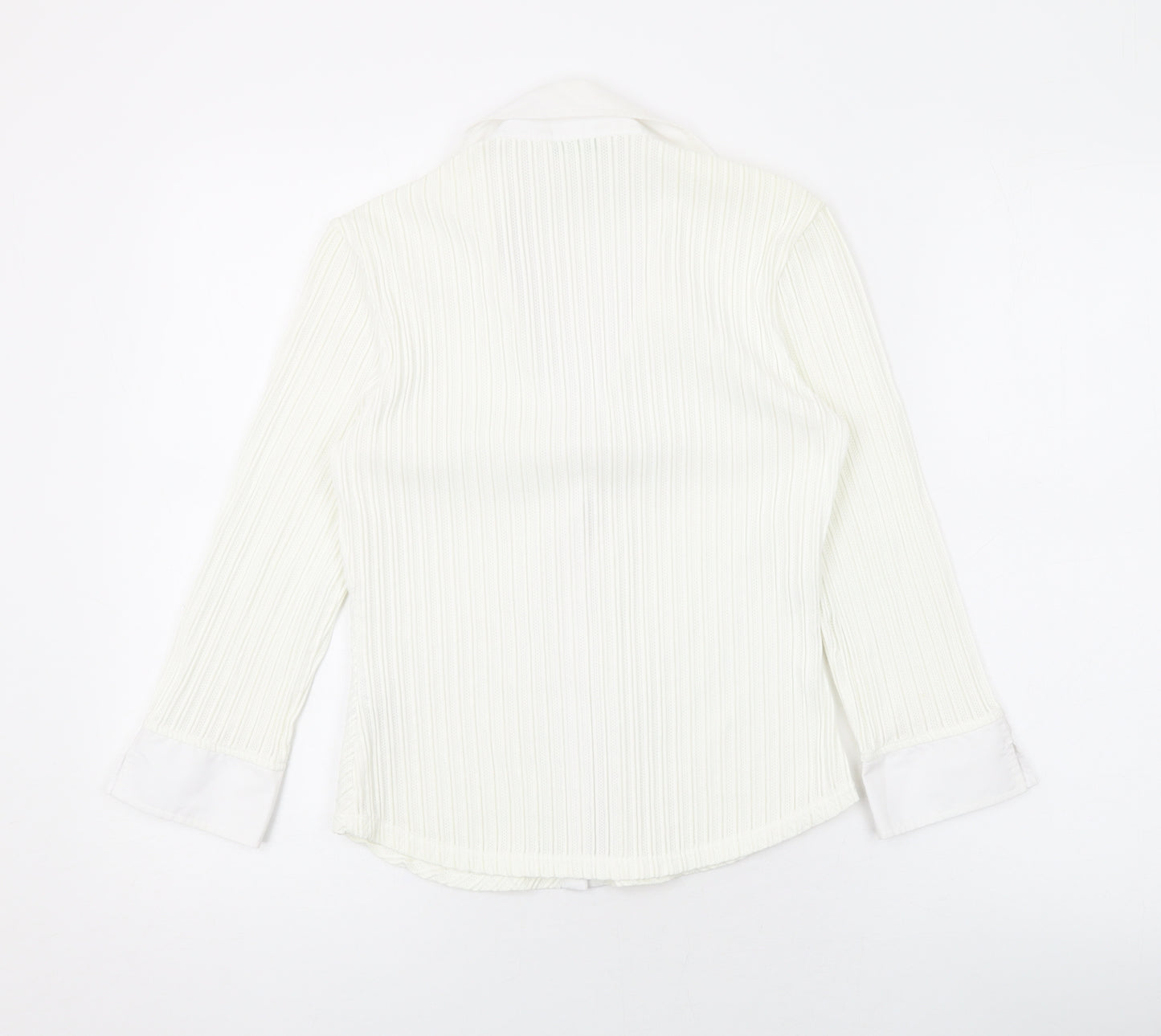 Marks and Spencer Womens Ivory Polyamide Basic Button-Up Size 10 Collared