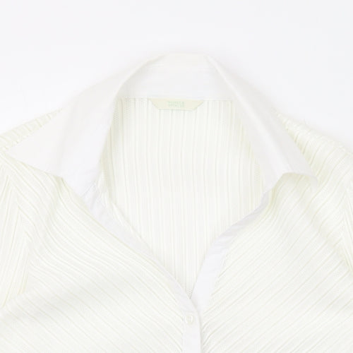 Marks and Spencer Womens Ivory Polyamide Basic Button-Up Size 10 Collared