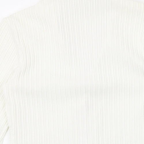 Marks and Spencer Womens Ivory Polyamide Basic Button-Up Size 10 Collared