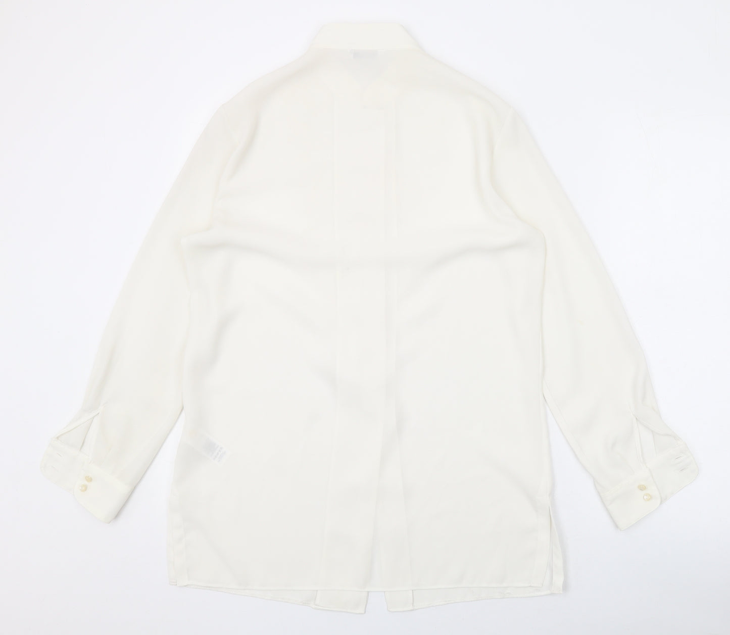 Marks and Spencer Womens Ivory Polyester Basic Button-Up Size 10 Collared