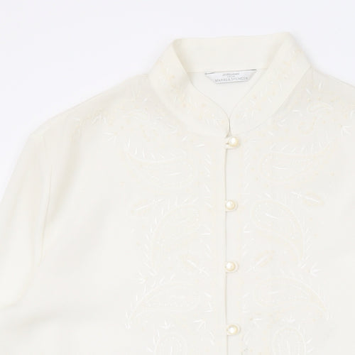 Marks and Spencer Womens Ivory Polyester Basic Button-Up Size 10 Collared