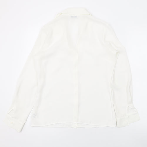 Marks and Spencer Womens White Polyester Basic Button-Up Size 8 Collared