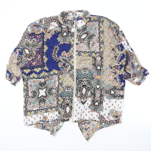River Island Womens Multicoloured Geometric Polyester Basic Blouse Size 12 Collared