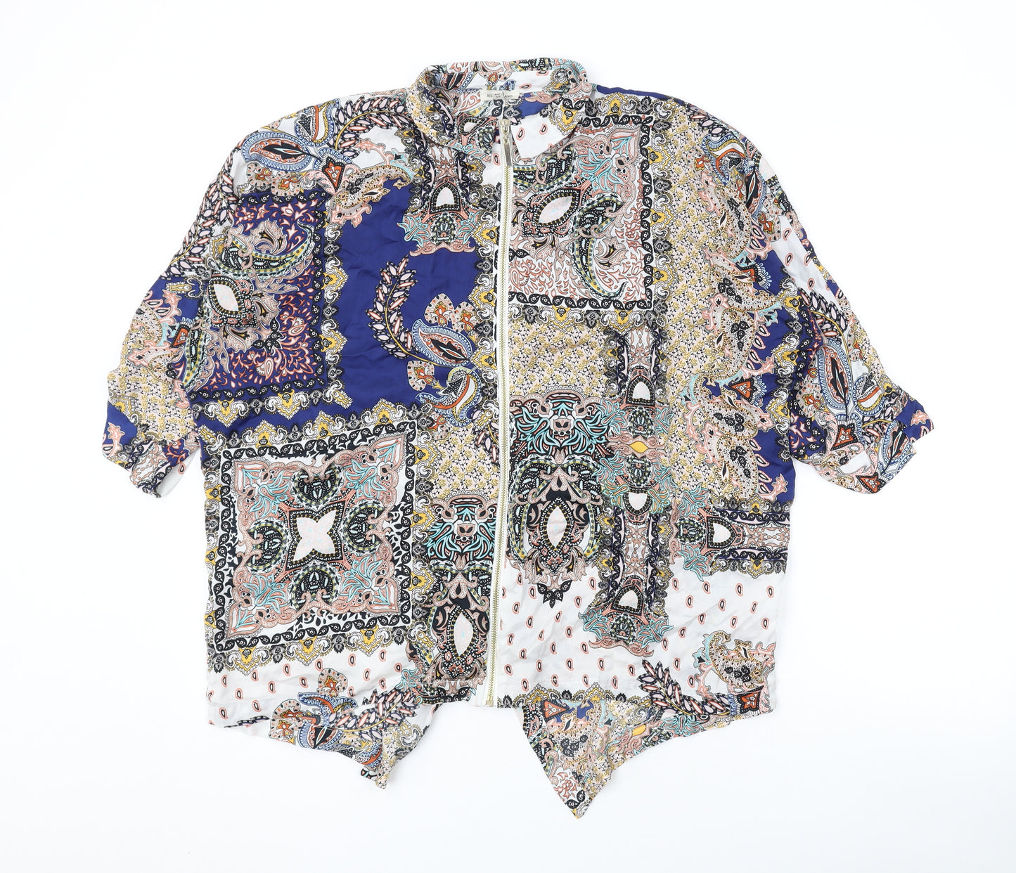 River Island Womens Multicoloured Geometric Polyester Basic Blouse Size 12 Collared