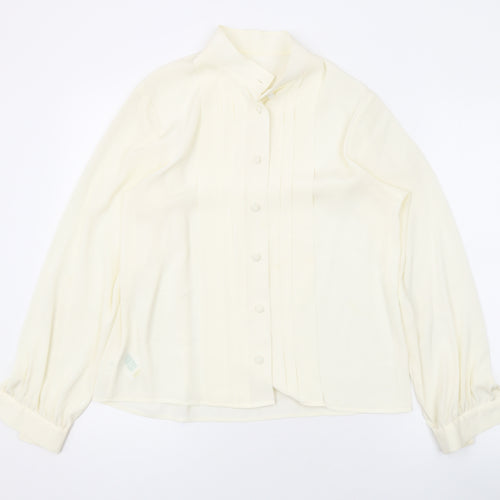 Marks and Spencer Womens Ivory Polyester Basic Button-Up Size 12 Collared