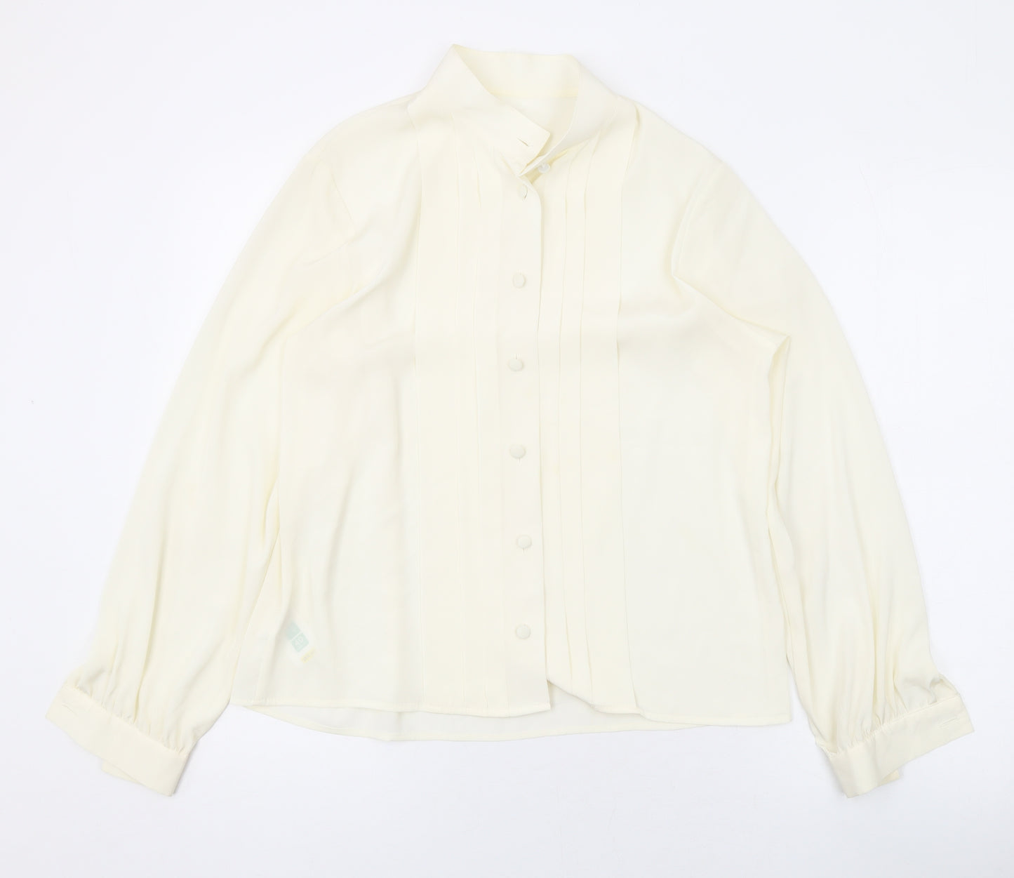 Marks and Spencer Womens Ivory Polyester Basic Button-Up Size 12 Collared