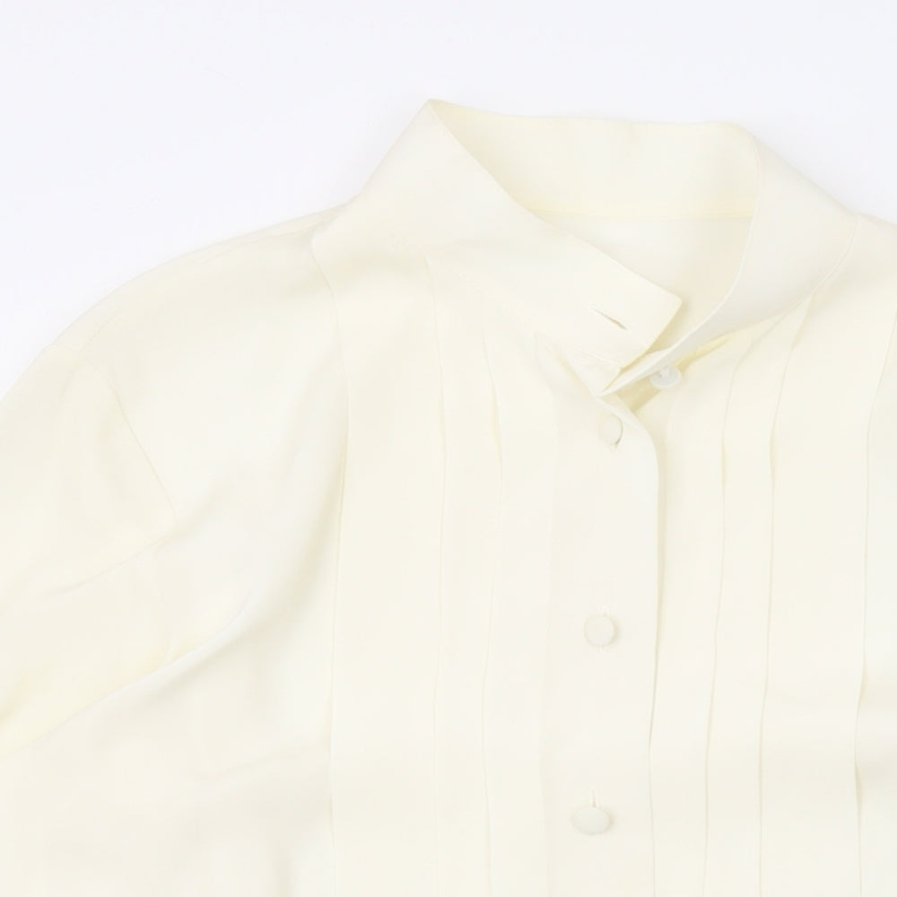 Marks and Spencer Womens Ivory Polyester Basic Button-Up Size 12 Collared