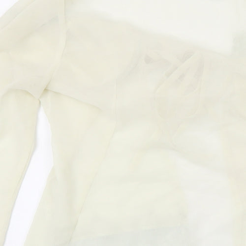 PRETTYLITTLETHING Womens Ivory Polyester Basic Blouse Size 8 V-Neck