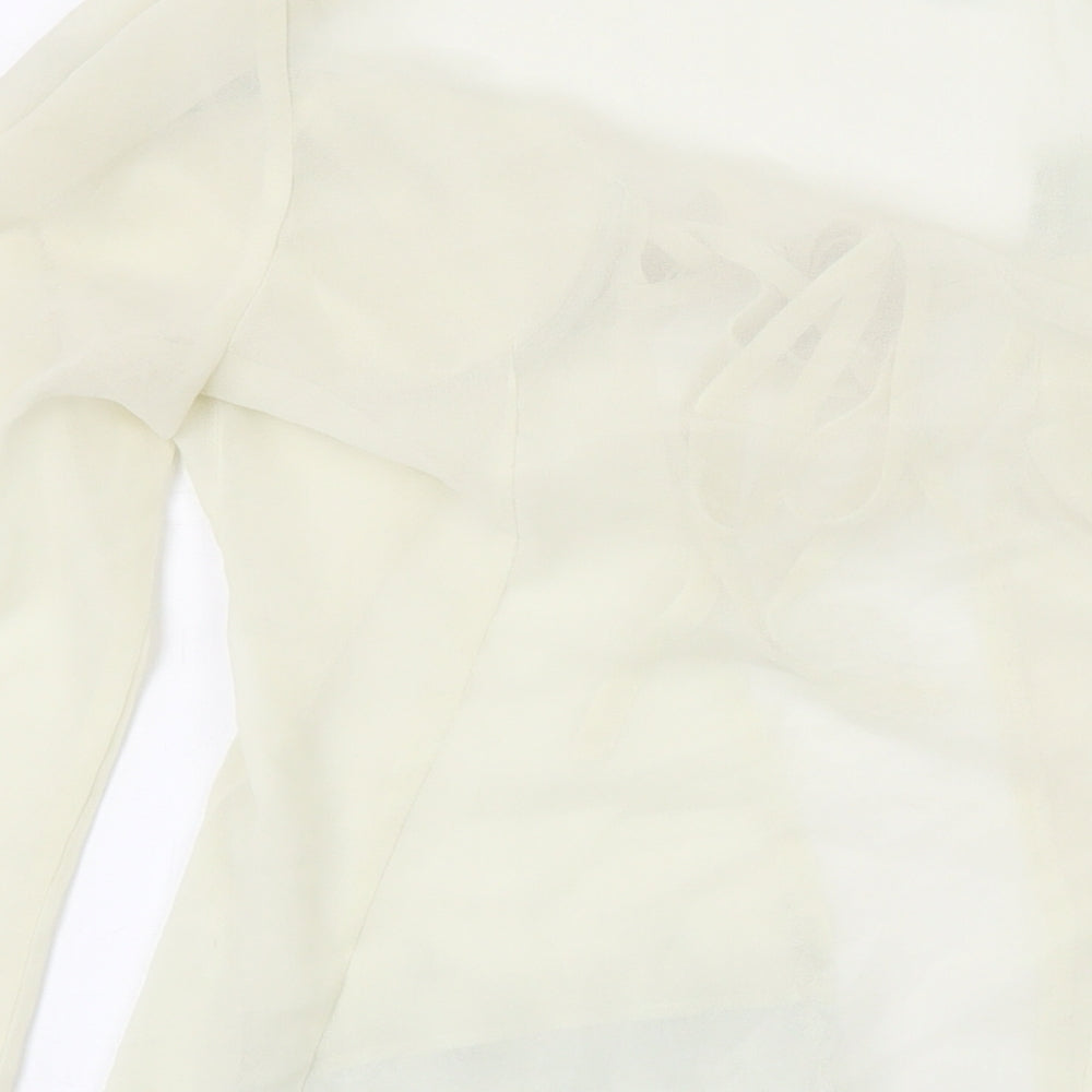 PRETTYLITTLETHING Womens Ivory Polyester Basic Blouse Size 8 V-Neck