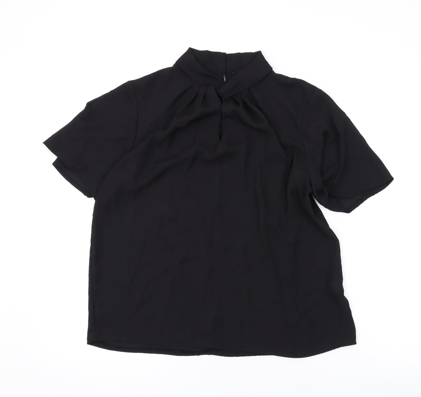 New Look Womens Black Polyester Basic Blouse Size 12 Mock Neck