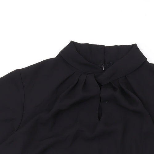 New Look Womens Black Polyester Basic Blouse Size 12 Mock Neck