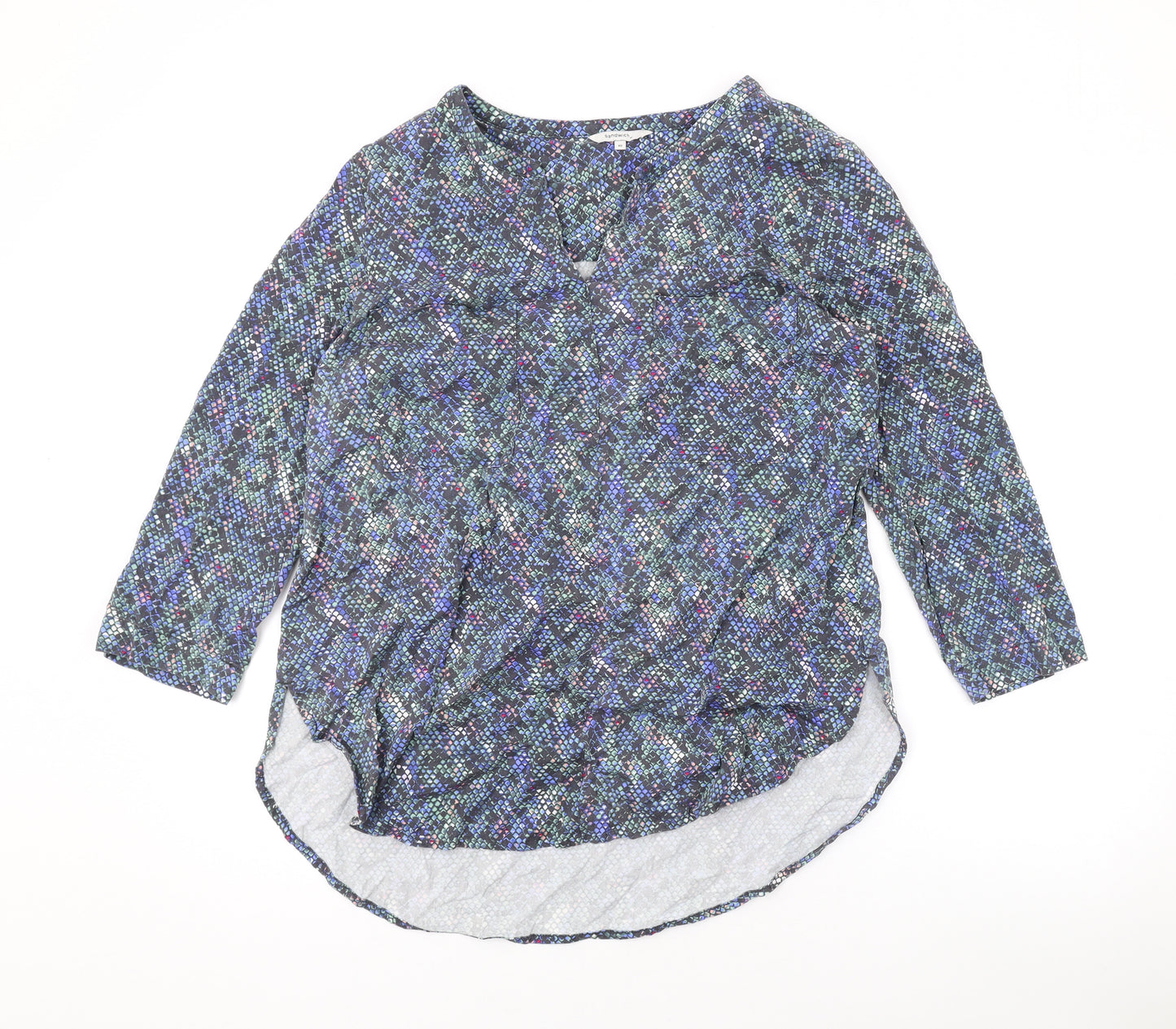 Sandwich Womens Blue Geometric Viscose Basic Blouse Size 12 V-Neck
