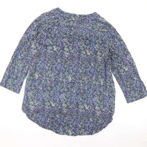 Sandwich Womens Blue Geometric Viscose Basic Blouse Size 12 V-Neck
