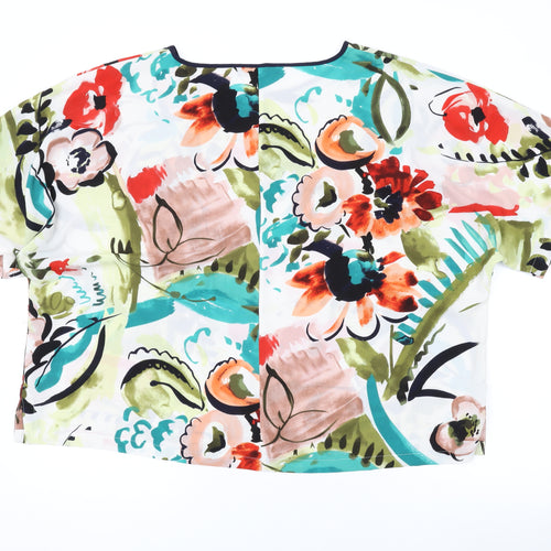 Marks and Spencer Womens Multicoloured Floral Polyester Basic Blouse Size 22 Round Neck