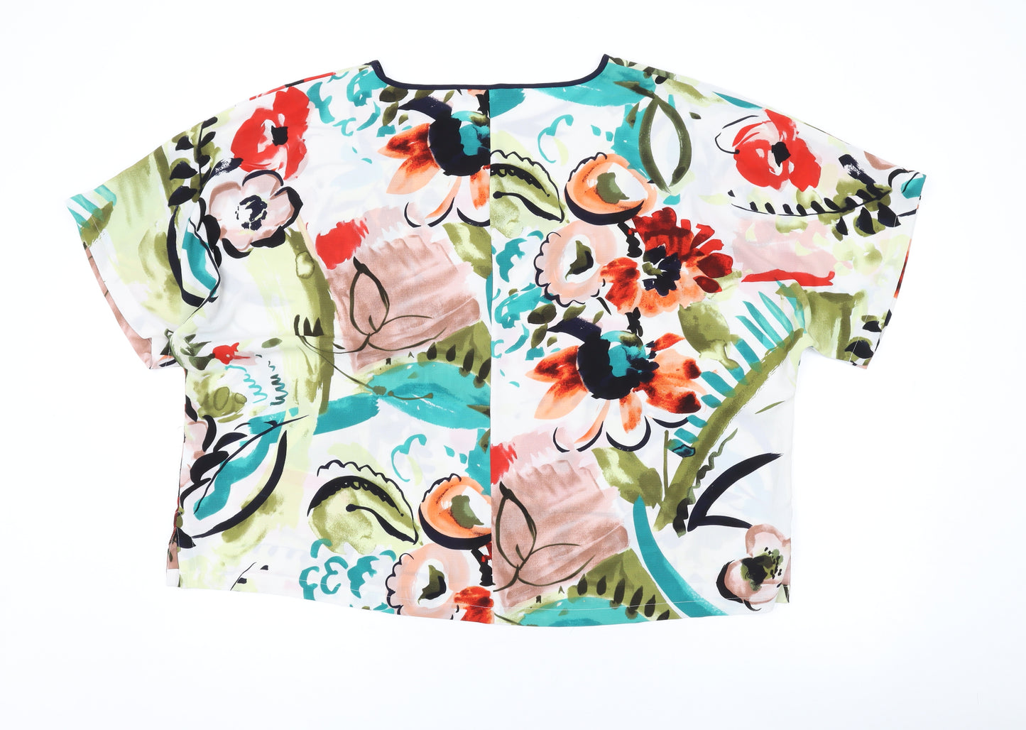 Marks and Spencer Womens Multicoloured Floral Polyester Basic Blouse Size 22 Round Neck