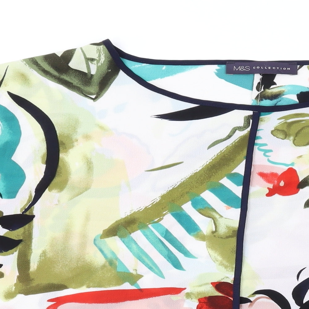 Marks and Spencer Womens Multicoloured Floral Polyester Basic Blouse Size 22 Round Neck