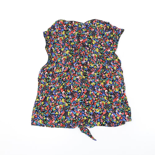 Oasis Womens Multicoloured Floral Viscose Basic Blouse Size 14 Round Neck