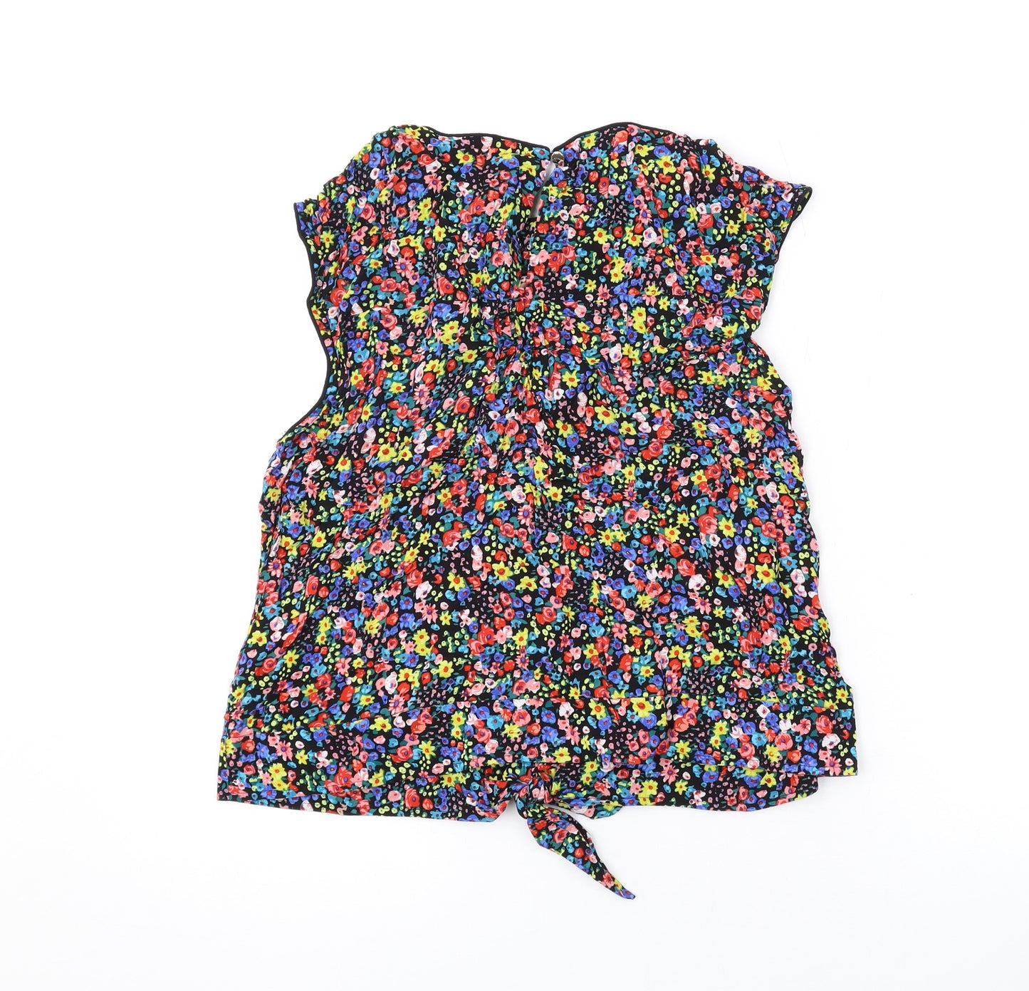 Oasis Womens Multicoloured Floral Viscose Basic Blouse Size 14 Round Neck