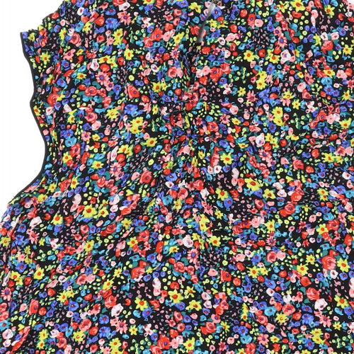 Oasis Womens Multicoloured Floral Viscose Basic Blouse Size 14 Round Neck