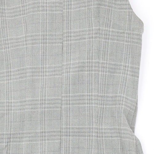 Love Womens Grey Plaid Polyester A-Line Size M Round Neck Zip