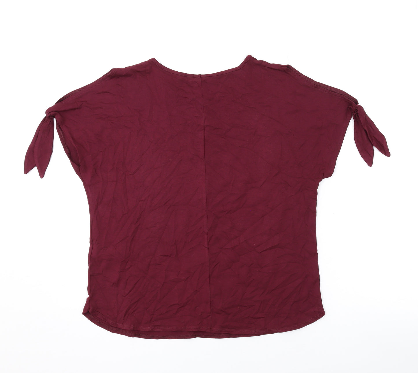 Lipsy Womens Purple Viscose Basic T-Shirt Size 10 Round Neck