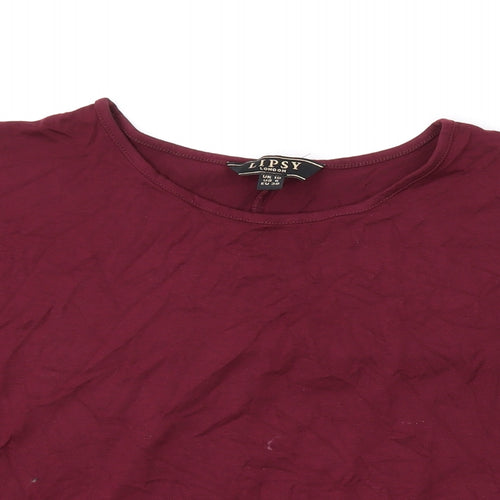 Lipsy Womens Purple Viscose Basic T-Shirt Size 10 Round Neck