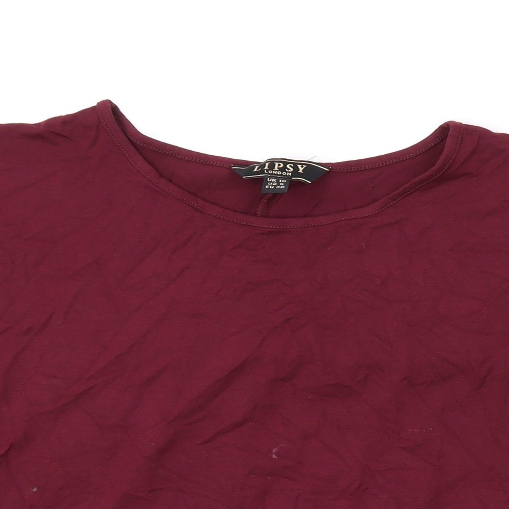 Lipsy Womens Purple Viscose Basic T-Shirt Size 10 Round Neck