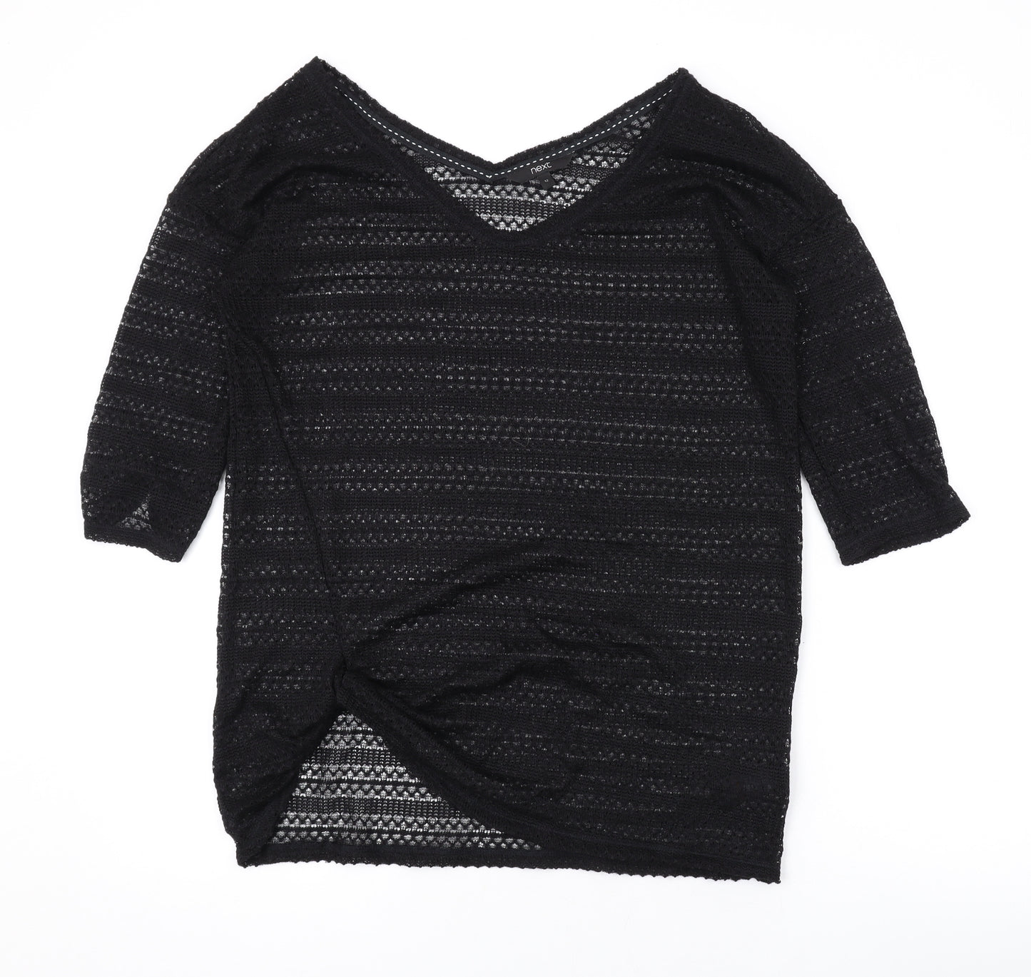 NEXT Womens Black V-Neck Polyester Pullover Jumper Size 12