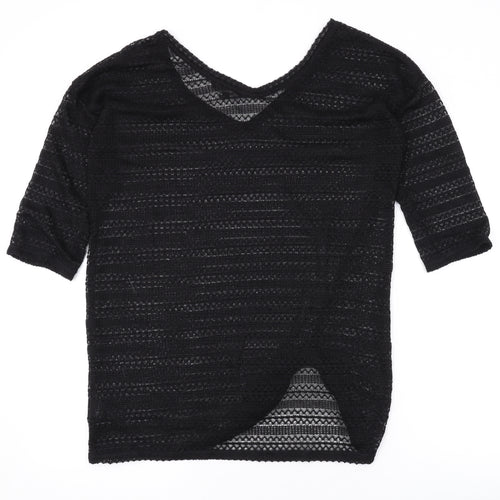 NEXT Womens Black V-Neck Polyester Pullover Jumper Size 12