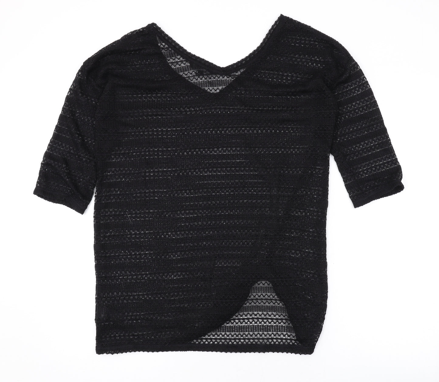 NEXT Womens Black V-Neck Polyester Pullover Jumper Size 12