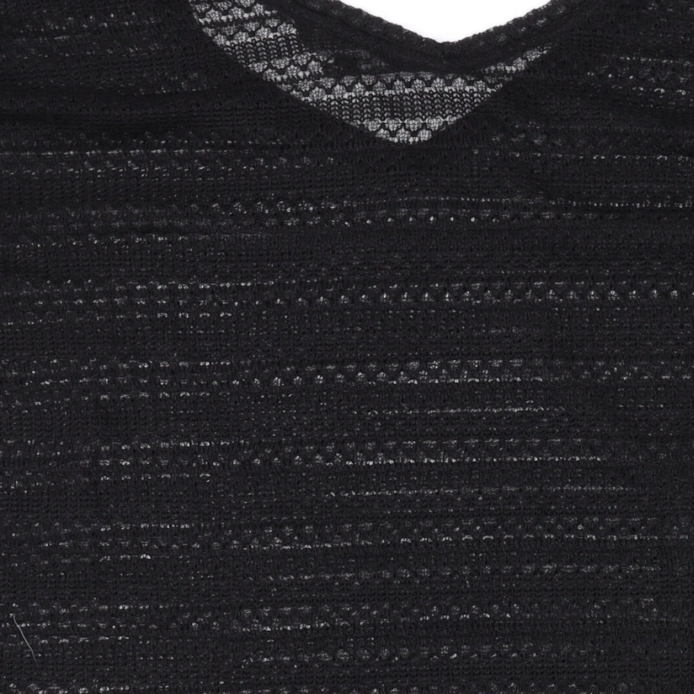 NEXT Womens Black V-Neck Polyester Pullover Jumper Size 12