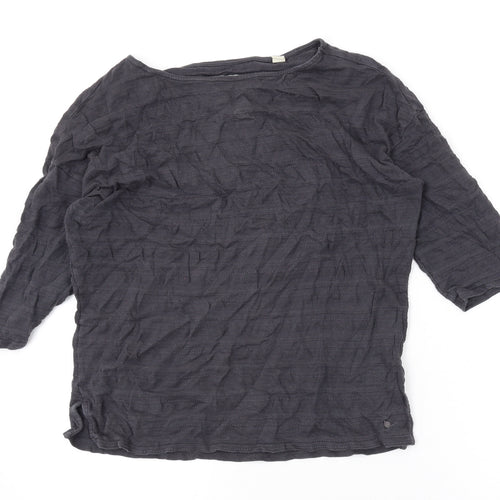 Jack Wills Womens Grey Cotton Basic Blouse Size 8 Boat Neck