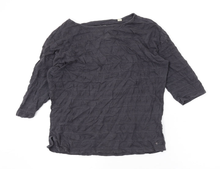 Jack Wills Womens Grey Cotton Basic Blouse Size 8 Boat Neck