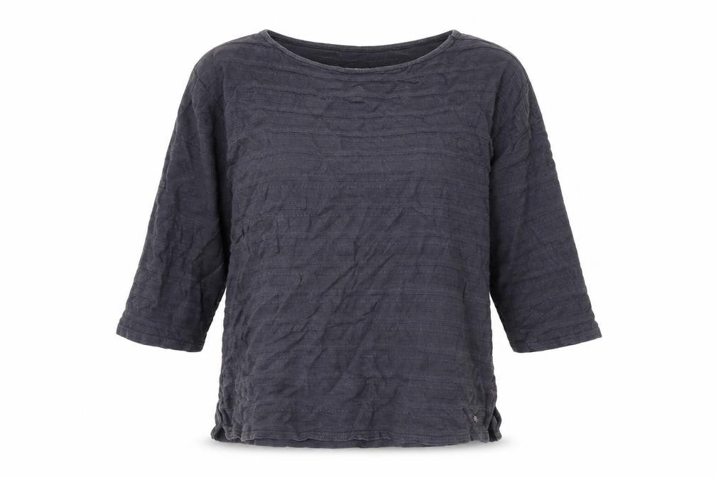 Front view of Jack Wills women’s grey cotton basic blouse, size UK 8, boat neck