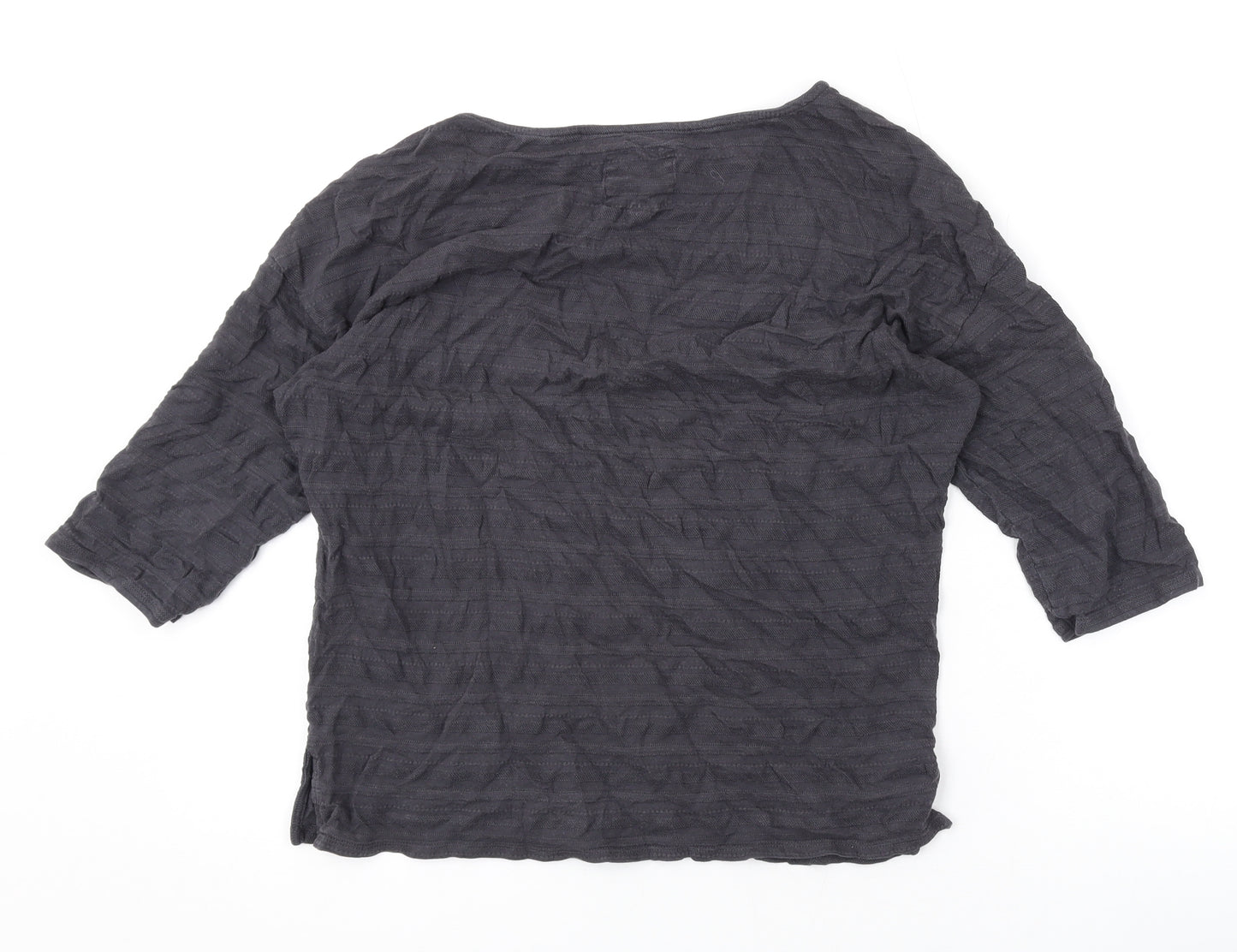 Jack Wills Womens Grey Cotton Basic Blouse Size 8 Boat Neck