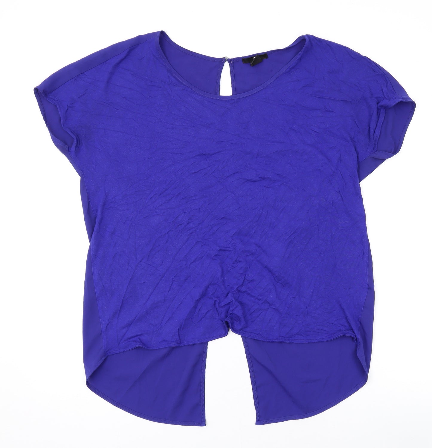 H&M Womens Blue Viscose Basic T-Shirt Size M Round Neck