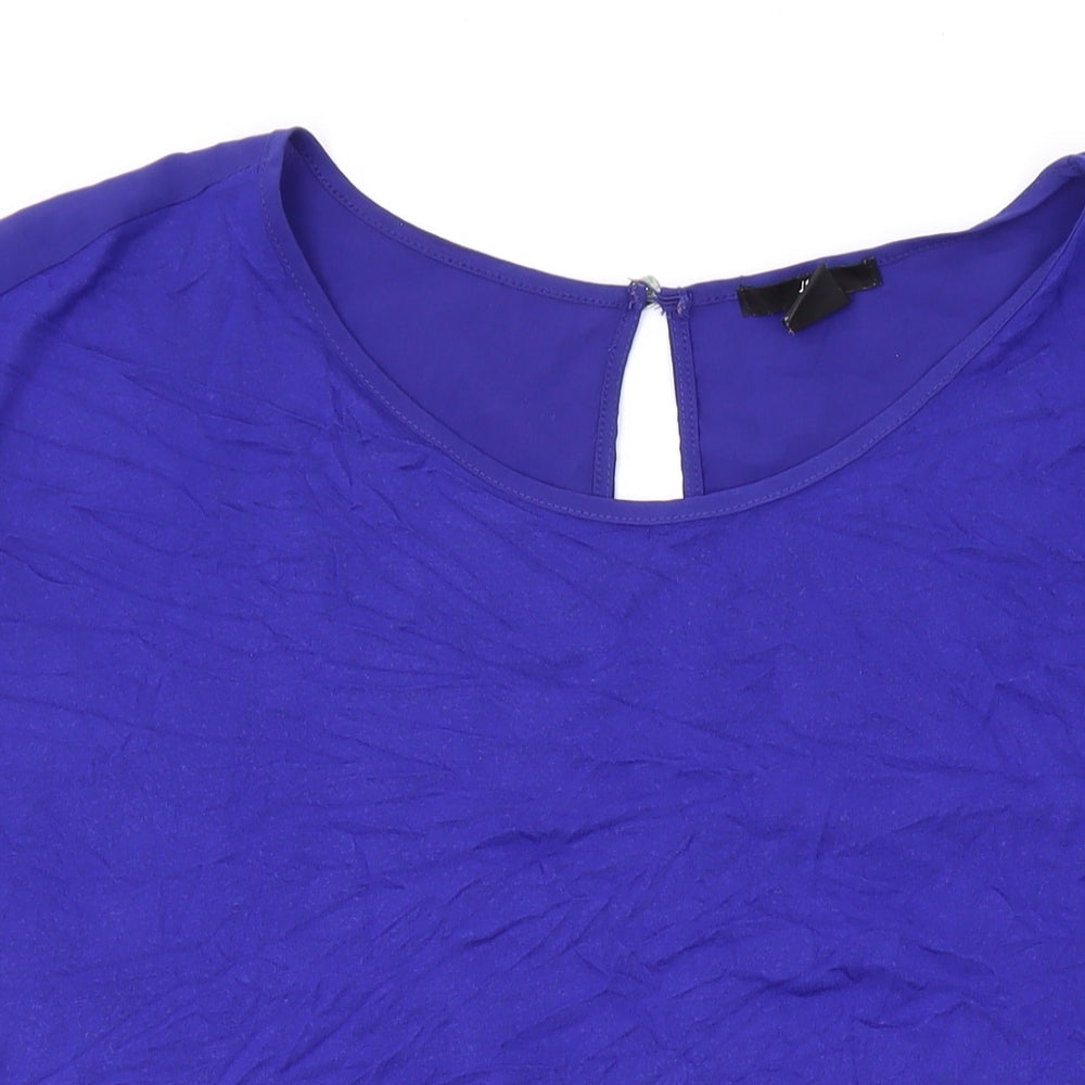 H&M Womens Blue Viscose Basic T-Shirt Size M Round Neck