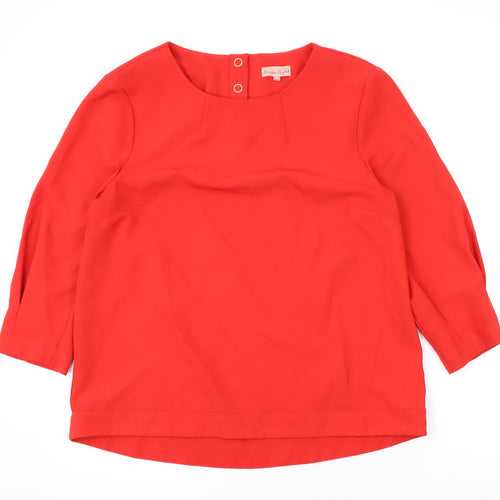 Phase Eight Womens Red Polyester Basic Blouse Size 14 Round Neck