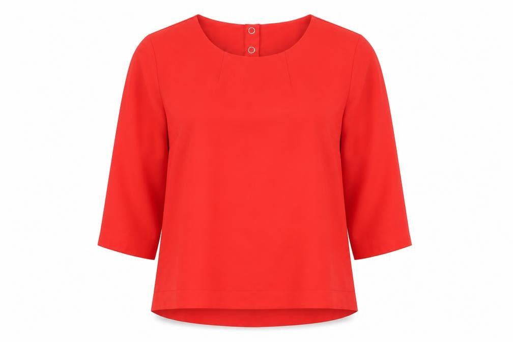Phase Eight Womens Red Polyester Basic Blouse Size 14 Round Neck