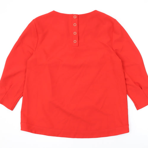 Phase Eight Womens Red Polyester Basic Blouse Size 14 Round Neck