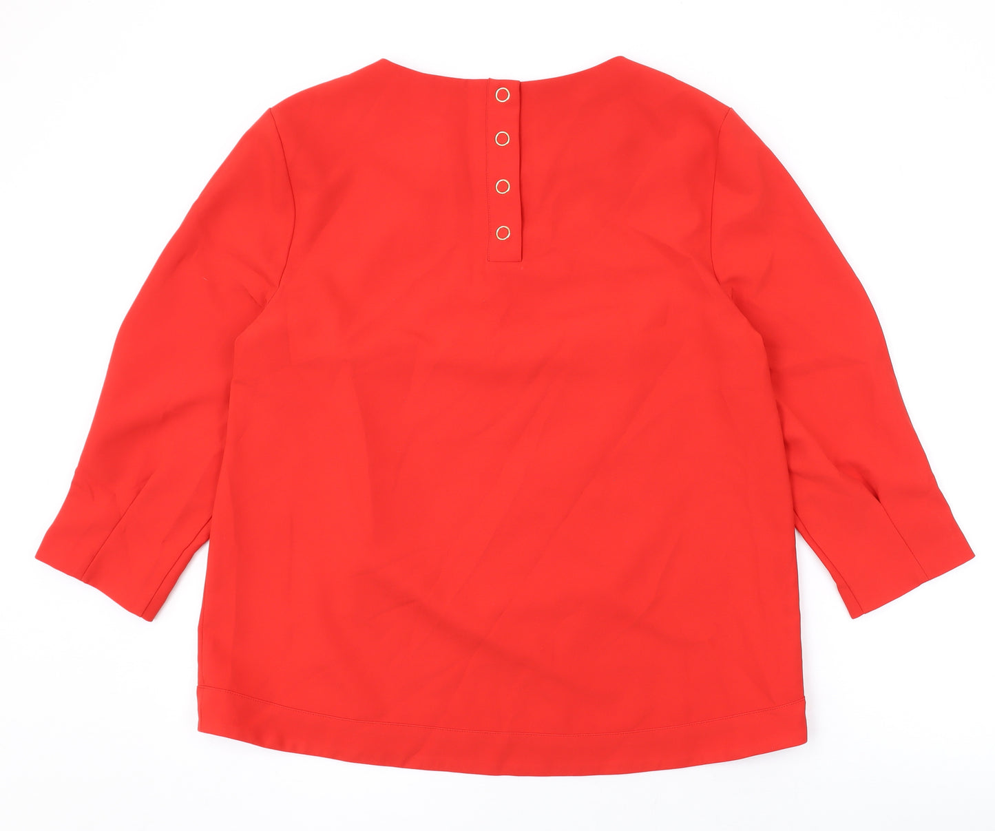 Phase Eight Womens Red Polyester Basic Blouse Size 14 Round Neck